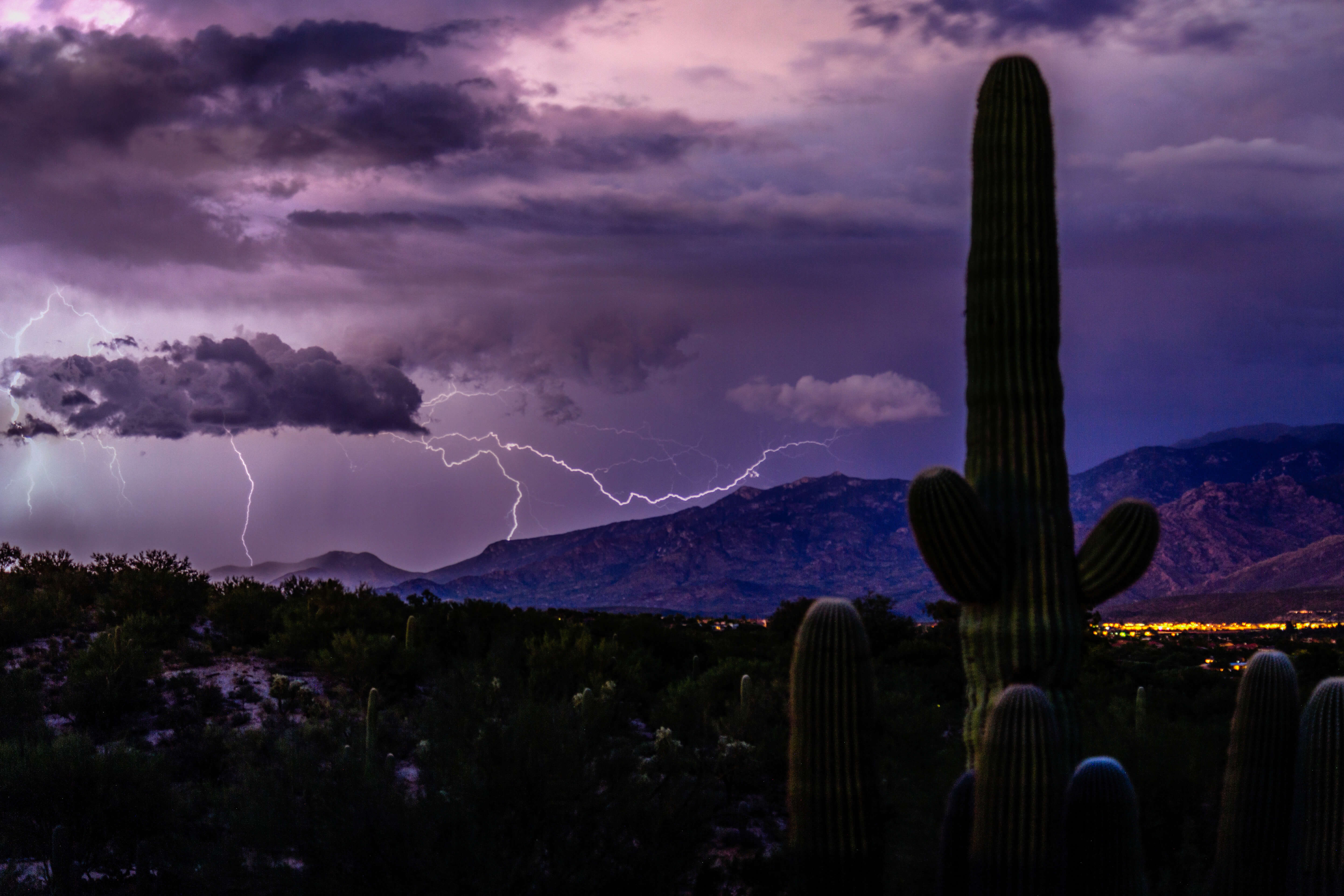 Lightning Follows a Sunset Monsoon Storm in the Foothills ...